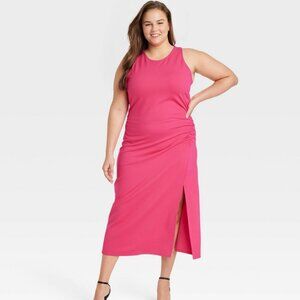 NEW! Sleeveless Ponte Racerback STRETCH Midi Dress, Pink - A New Day